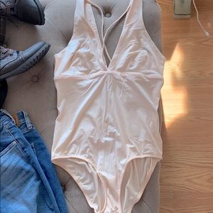 Peach soft body suit in blush